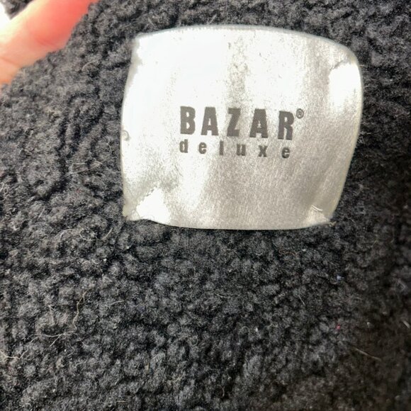 Bazar delux Couture black suede shearling printed back Penny lane Coat 40 M - Picture 6 of 6